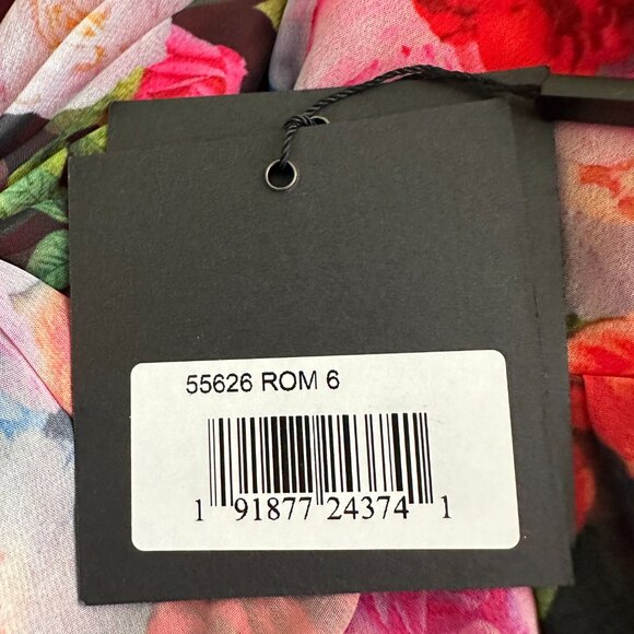 NWT Mac Duggal Multicolor Floral Front Tie Puff Sleeve Flowy Dress #A0538- 41 - Picture 7 of 10